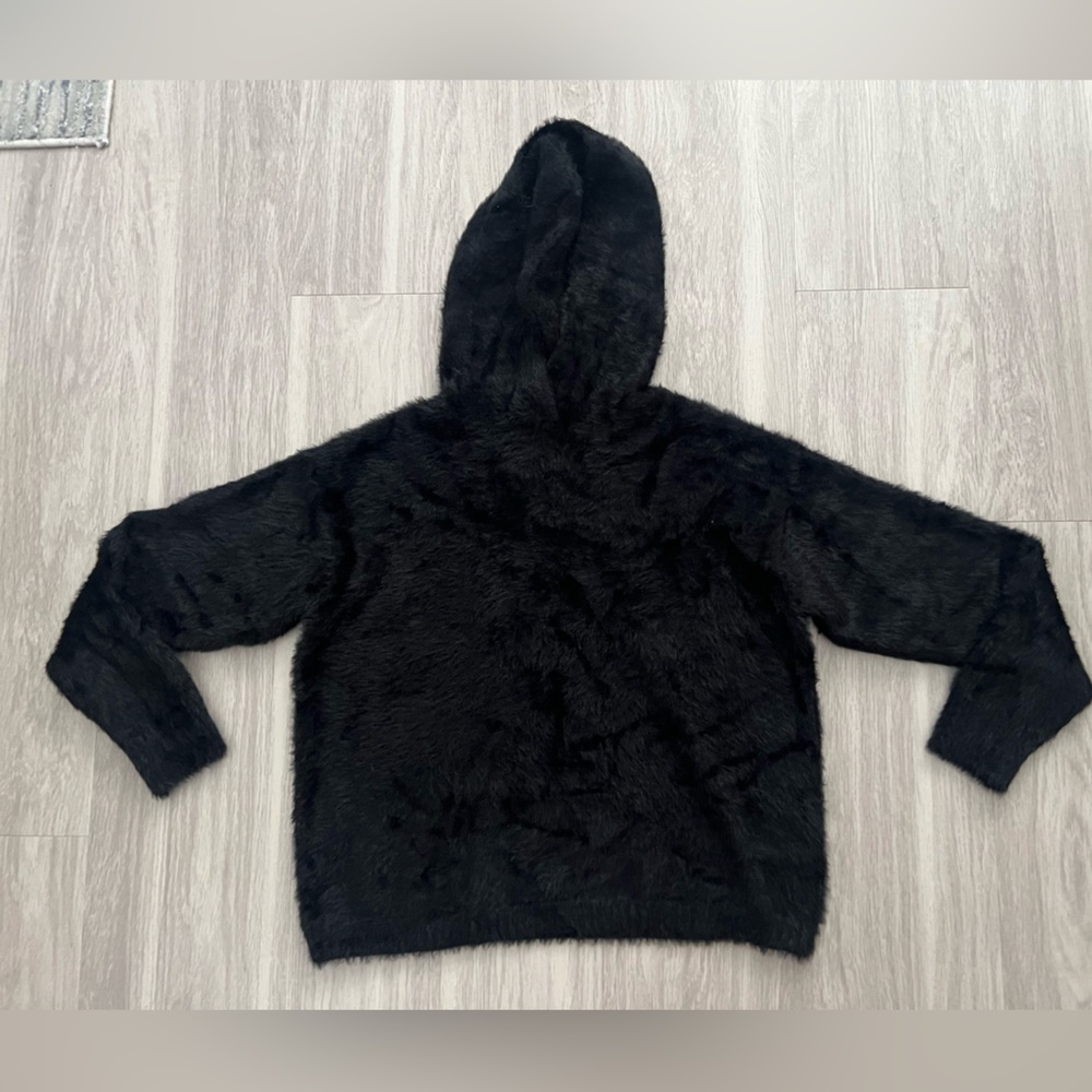 Philosophy Jet Black faux fur Hooded Sweater medium